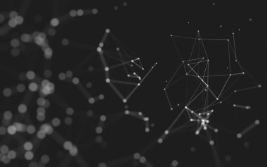 Noktaları ve çizgileri birleştiren soyut çokgen uzay düşük polyester arka plan. Bağlantı yapısı. 3d oluşturma