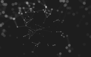 Noktaları ve çizgileri birleştiren soyut çokgen uzay düşük polyester arka plan. Bağlantı yapısı. 3d oluşturma