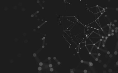 Noktaları ve çizgileri birleştiren soyut çokgen uzay düşük polyester arka plan. Bağlantı yapısı. 3d oluşturma