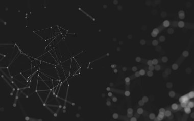 Noktaları ve çizgileri birleştiren soyut çokgen uzay düşük polyester arka plan. Bağlantı yapısı. 3d oluşturma