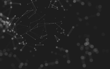 Noktaları ve çizgileri birleştiren soyut çokgen uzay düşük polyester arka plan. Bağlantı yapısı. 3d oluşturma