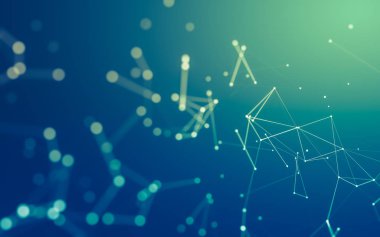 Noktaları ve çizgileri birleştiren soyut çokgen uzay düşük polyester arka plan. Bağlantı yapısı. 3d oluşturma