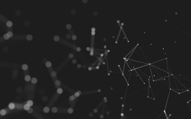 Noktaları ve çizgileri birleştiren soyut çokgen uzay düşük polyester arka plan. Bağlantı yapısı. 3d oluşturma