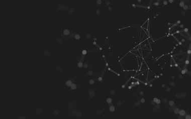 Noktaları ve çizgileri birleştiren soyut çokgen uzay düşük polyester arka plan. Bağlantı yapısı. 3d oluşturma