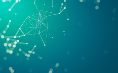 Noktaları ve çizgileri birleştiren soyut çokgen uzay düşük polyester arka plan. Bağlantı yapısı. 3d oluşturma