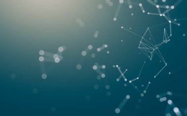 Noktaları ve çizgileri birleştiren soyut çokgen uzay düşük polyester arka plan. Bağlantı yapısı. 3d oluşturma