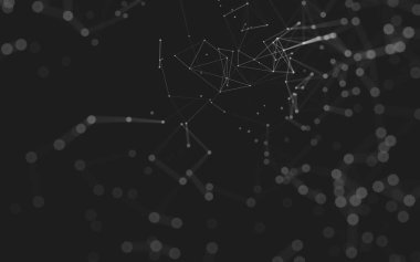 Noktaları ve çizgileri birleştiren soyut çokgen uzay düşük polyester arka plan. Bağlantı yapısı. 3d oluşturma