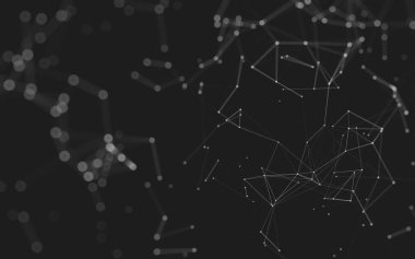 Noktaları ve çizgileri birleştiren soyut çokgen uzay düşük polyester arka plan. Bağlantı yapısı. 3d oluşturma