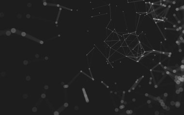 Noktaları ve çizgileri birleştiren soyut çokgen uzay düşük polyester arka plan. Bağlantı yapısı. 3d oluşturma