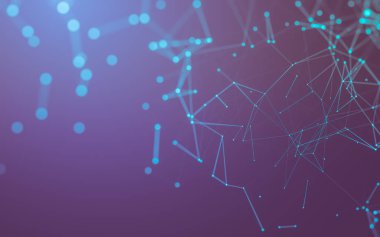 Noktaları ve çizgileri birleştiren soyut çokgen uzay düşük polyester arka plan. Bağlantı yapısı. 3d oluşturma