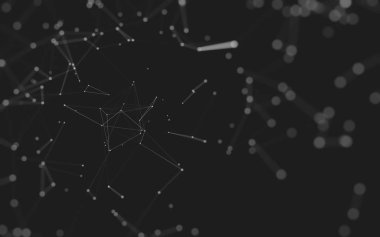 Noktaları ve çizgileri birleştiren soyut çokgen uzay düşük polyester arka plan. Bağlantı yapısı. 3d oluşturma