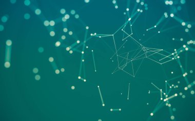 Noktaları ve çizgileri birleştiren soyut çokgen uzay düşük polyester arka plan. Bağlantı yapısı. 3d oluşturma