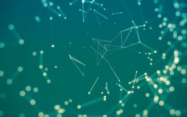 Noktaları ve çizgileri birleştiren soyut çokgen uzay düşük polyester arka plan. Bağlantı yapısı. 3d oluşturma