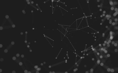 Noktaları ve çizgileri birleştiren soyut çokgen uzay düşük polyester arka plan. Bağlantı yapısı. 3d oluşturma