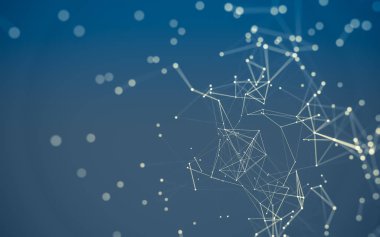 Noktaları ve çizgileri birleştiren soyut çokgen uzay düşük polyester arka plan. Bağlantı yapısı. 3d oluşturma