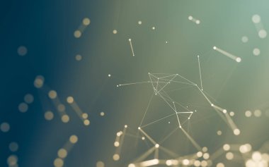 Noktaları ve çizgileri birleştiren soyut çokgen uzay düşük polyester arka plan. Bağlantı yapısı. 3d oluşturma