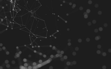 Noktaları ve çizgileri birleştiren soyut çokgen uzay düşük polyester arka plan. Bağlantı yapısı. 3d oluşturma