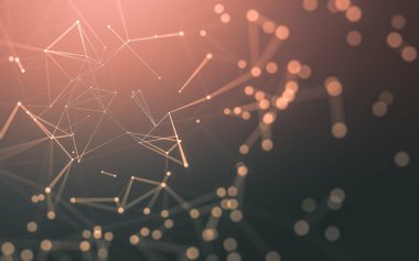 Noktaları ve çizgileri birleştiren soyut çokgen uzay düşük polyester arka plan. Bağlantı yapısı. 3d oluşturma