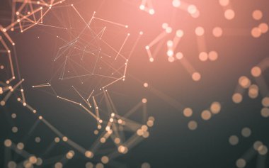 Noktaları ve çizgileri birleştiren soyut çokgen uzay düşük polyester arka plan. Bağlantı yapısı. 3d oluşturma