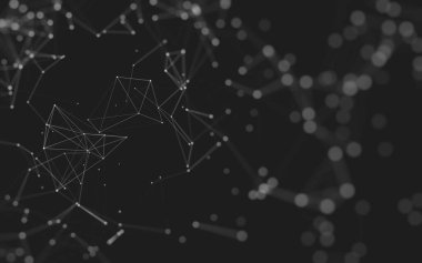 Noktaları ve çizgileri birleştiren soyut çokgen uzay düşük polyester arka plan. Bağlantı yapısı. 3d oluşturma