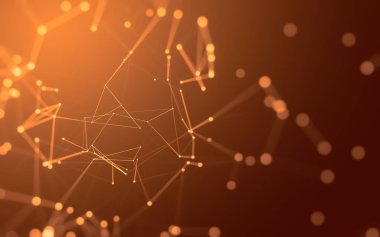 Noktaları ve çizgileri birleştiren soyut çokgen uzay düşük polyester arka plan. Bağlantı yapısı. 3d oluşturma