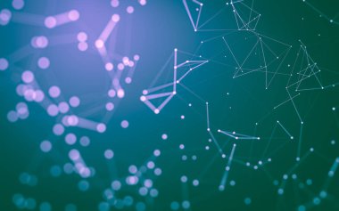 Noktaları ve çizgileri birleştiren soyut çokgen uzay düşük polyester arka plan. Bağlantı yapısı. 3d oluşturma