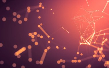 Noktaları ve çizgileri birleştiren soyut çokgen uzay düşük polyester arka plan. Bağlantı yapısı. 3d oluşturma