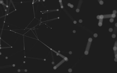 Noktaları ve çizgileri birleştiren soyut çokgen uzay düşük polyester arka plan. Bağlantı yapısı. 3d oluşturma