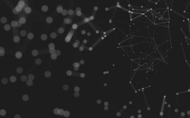 Noktaları ve çizgileri birleştiren soyut çokgen uzay düşük polyester arka plan. Bağlantı yapısı. 3d oluşturma