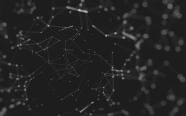 Noktaları ve çizgileri birleştiren soyut çokgen uzay düşük polyester arka plan. Bağlantı yapısı. 3d oluşturma