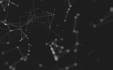 Noktaları ve çizgileri birleştiren soyut çokgen uzay düşük polyester arka plan. Bağlantı yapısı. 3d oluşturma