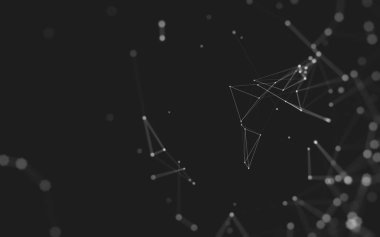 Noktaları ve çizgileri birleştiren soyut çokgen uzay düşük polyester arka plan. Bağlantı yapısı. 3d oluşturma