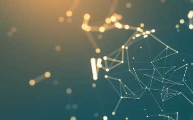 Noktaları ve çizgileri birleştiren soyut çokgen uzay düşük polyester arka plan. Bağlantı yapısı. 3d oluşturma