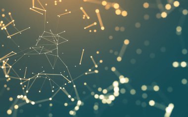 Noktaları ve çizgileri birleştiren soyut çokgen uzay düşük polyester arka plan. Bağlantı yapısı. 3d oluşturma