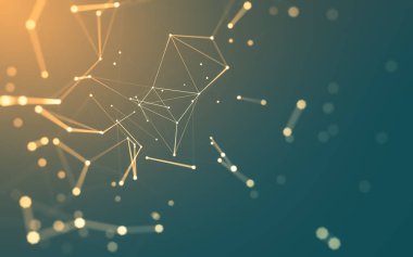 Noktaları ve çizgileri birleştiren soyut çokgen uzay düşük polyester arka plan. Bağlantı yapısı. 3d oluşturma