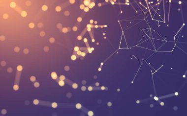 Noktaları ve çizgileri birleştiren soyut çokgen uzay düşük polyester arka plan. Bağlantı yapısı. 3d oluşturma