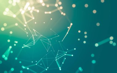 Noktaları ve çizgileri birleştiren soyut çokgen uzay düşük polyester arka plan. Bağlantı yapısı. 3d oluşturma