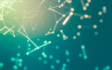 Noktaları ve çizgileri birleştiren soyut çokgen uzay düşük polyester arka plan. Bağlantı yapısı. 3d oluşturma