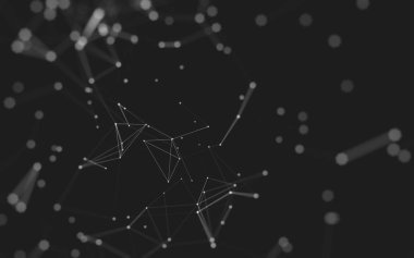 Noktaları ve çizgileri birleştiren soyut çokgen uzay düşük polyester arka plan. Bağlantı yapısı. 3d oluşturma