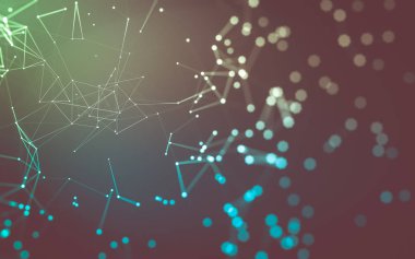 Noktaları ve çizgileri birleştiren soyut çokgen uzay düşük polyester arka plan. Bağlantı yapısı. 3d oluşturma