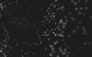 Noktaları ve çizgileri birleştiren soyut çokgen uzay düşük polyester arka plan. Bağlantı yapısı. 3d oluşturma