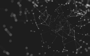 Noktaları ve çizgileri birleştiren soyut çokgen uzay düşük polyester arka plan. Bağlantı yapısı. 3d oluşturma