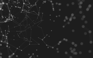 Noktaları ve çizgileri birleştiren soyut çokgen uzay düşük polyester arka plan. Bağlantı yapısı. 3d oluşturma