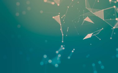 Noktaları ve çizgileri birleştiren soyut çokgen uzay düşük polyester arka plan. Bağlantı yapısı. 3d oluşturma