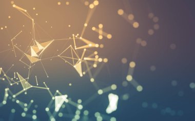 Noktaları ve çizgileri birleştiren soyut çokgen uzay düşük polyester arka plan. Bağlantı yapısı. 3d oluşturma