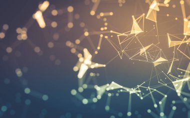 Noktaları ve çizgileri birleştiren soyut çokgen uzay düşük polyester arka plan. Bağlantı yapısı. 3d oluşturma