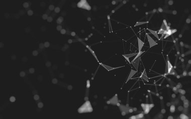 Noktaları ve çizgileri birleştiren soyut çokgen uzay düşük polyester arka plan. Bağlantı yapısı. 3d oluşturma