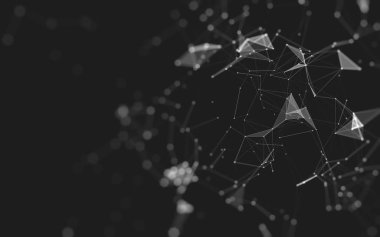 Noktaları ve çizgileri birleştiren soyut çokgen uzay düşük polyester arka plan. Bağlantı yapısı. 3d oluşturma