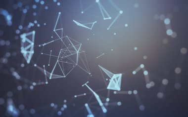 Noktaları ve çizgileri birleştiren soyut çokgen uzay düşük polyester arka plan. Bağlantı yapısı. 3d oluşturma