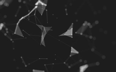 Noktaları ve çizgileri birleştiren soyut çokgen uzay düşük polyester arka plan. Bağlantı yapısı. 3d oluşturma